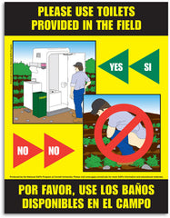 Laminated Toilet Use Facilities Poster (English and Spanish)