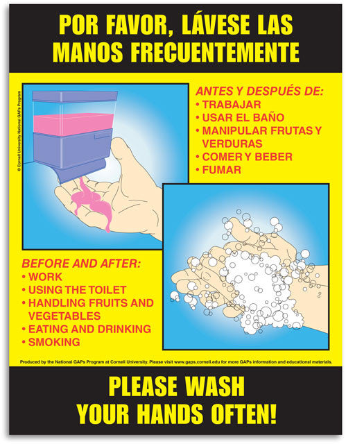 Hand Wash Sign Spanish COVID 19 Hand Washing Sign Bilingual | Safety